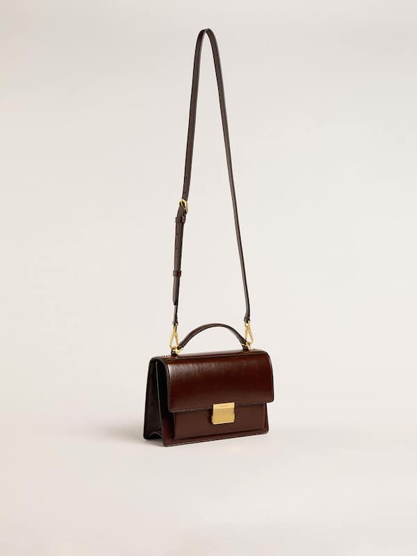 Golden Goose - Venezia Bag in dark brown laminated leather with gold details  in 