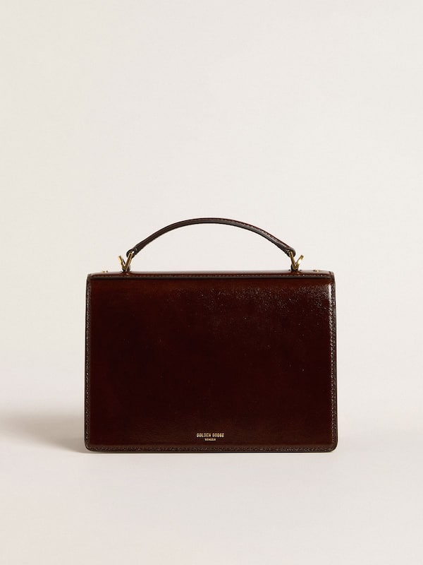 Golden Goose - Venezia Bag in dark brown laminated leather with gold details  in 