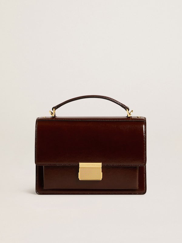 Golden Goose - Venezia Bag in dark brown laminated leather with gold details  in 
