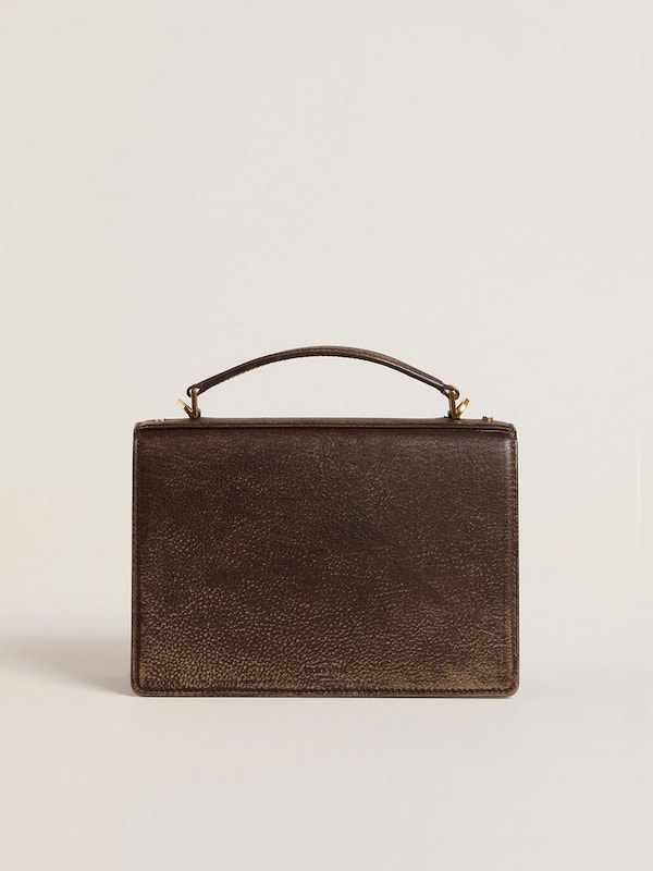 Golden Goose - Venezia Bag in vintage dark brown embossed leather with gold details  in 
