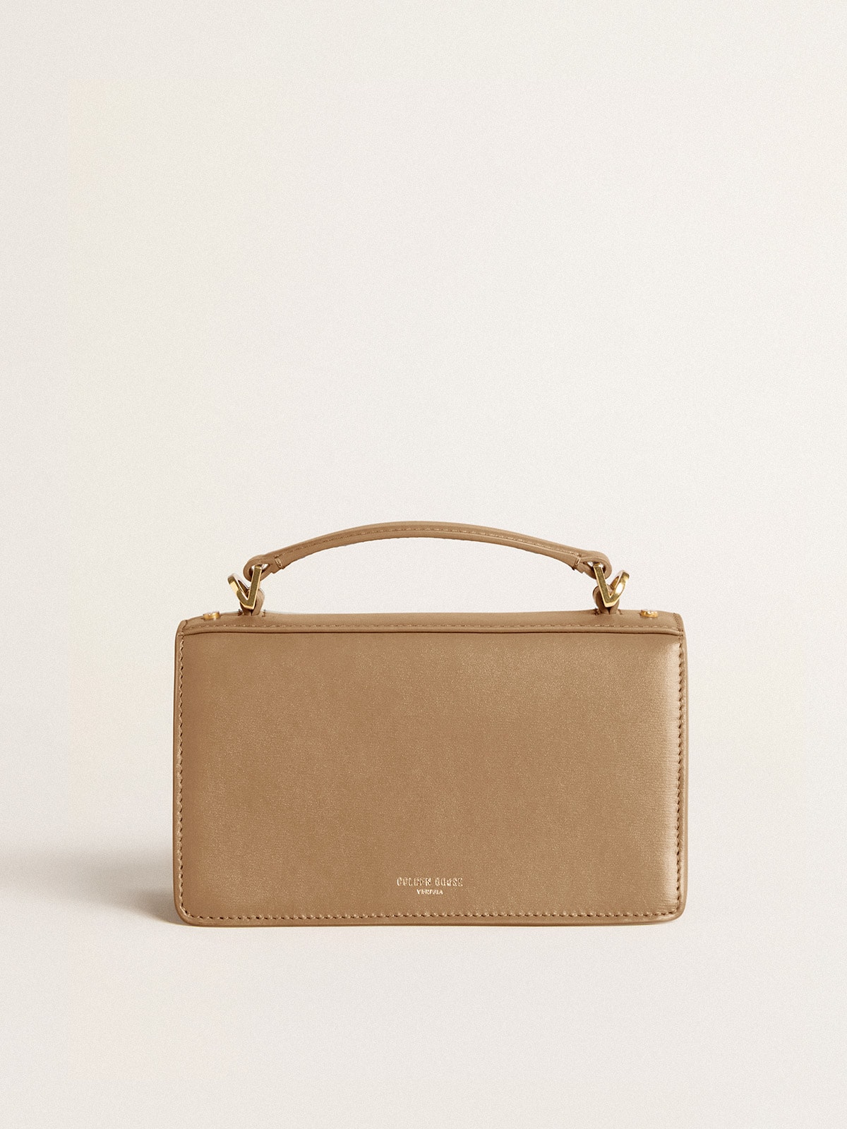 Golden Goose - Small Venezia Bag in beige boarded leather with gold details in 