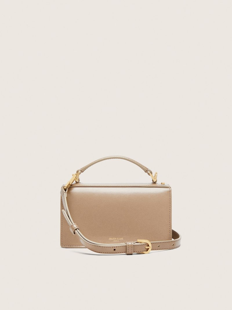 Golden Goose - Small Venezia Bag in beige boarded leather with gold details in 