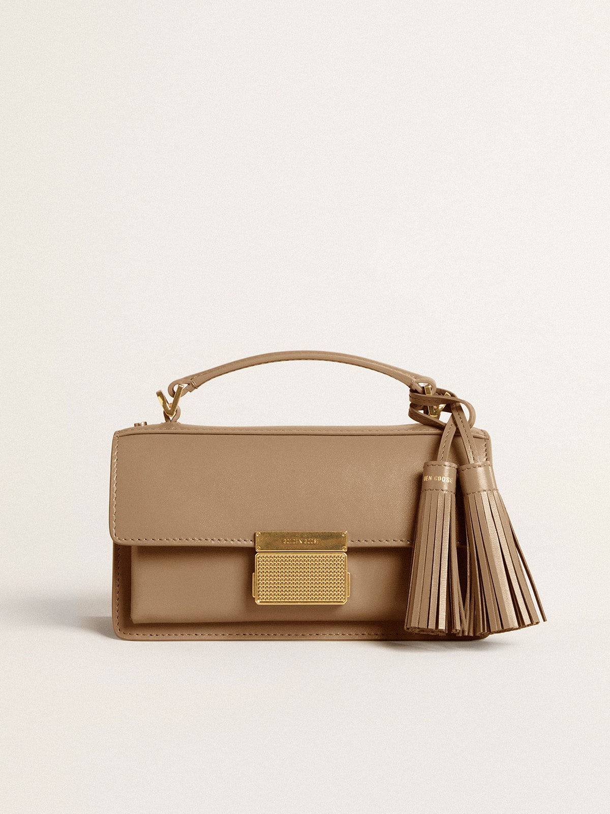 Golden Goose - Small Venezia Bag in beige boarded leather with gold details in 