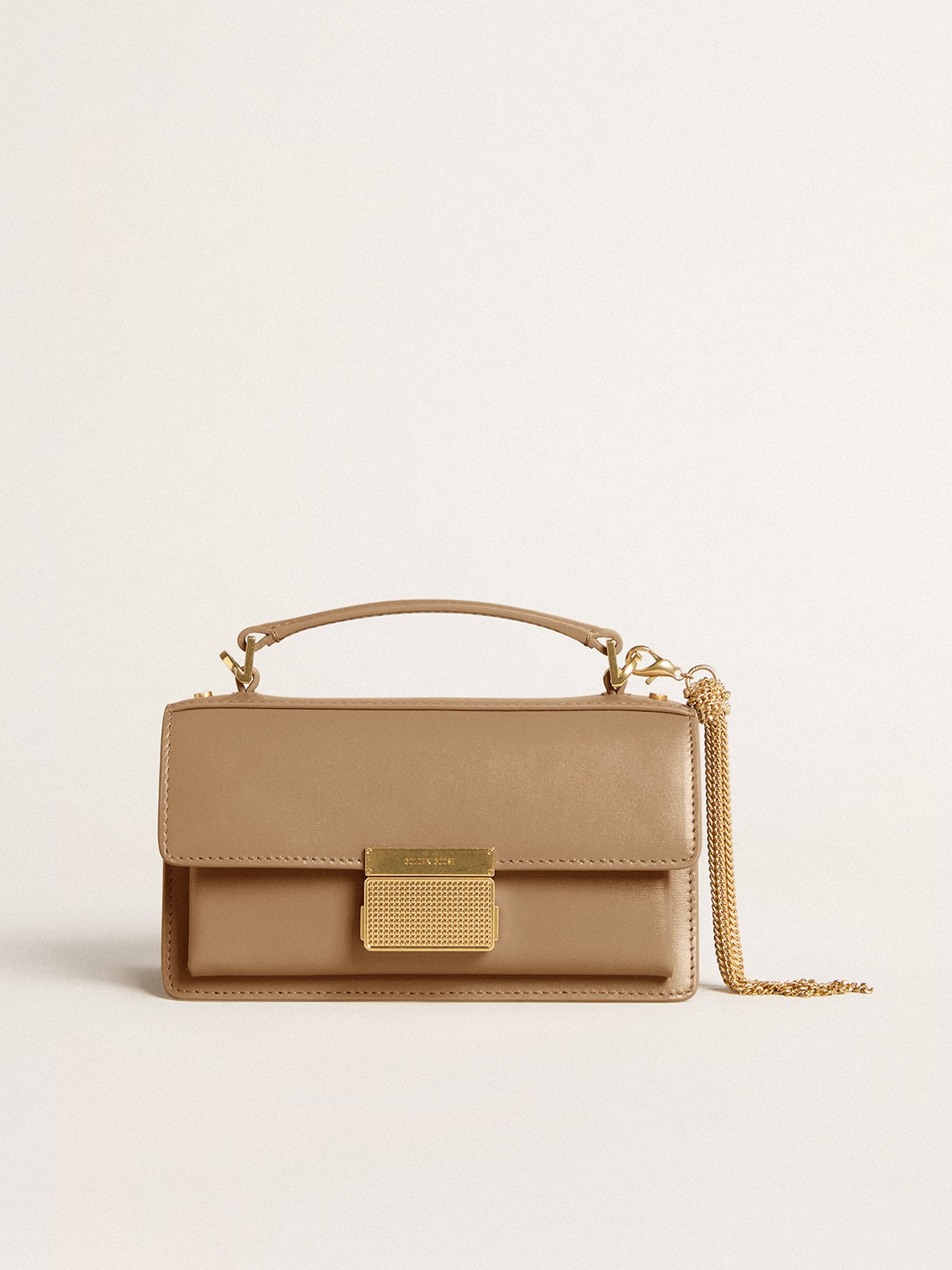 Golden Goose - Small Venezia Bag in beige boarded leather with gold details in 