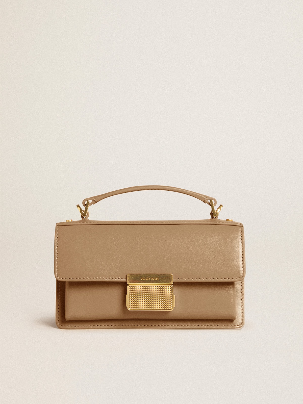 Golden Goose - Small Venezia Bag in beige boarded leather with gold details in 