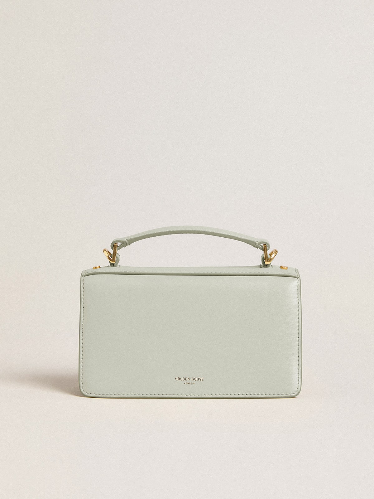 Golden Goose - Small Venezia Bag in mineral-gray boarded leather with gold details in 