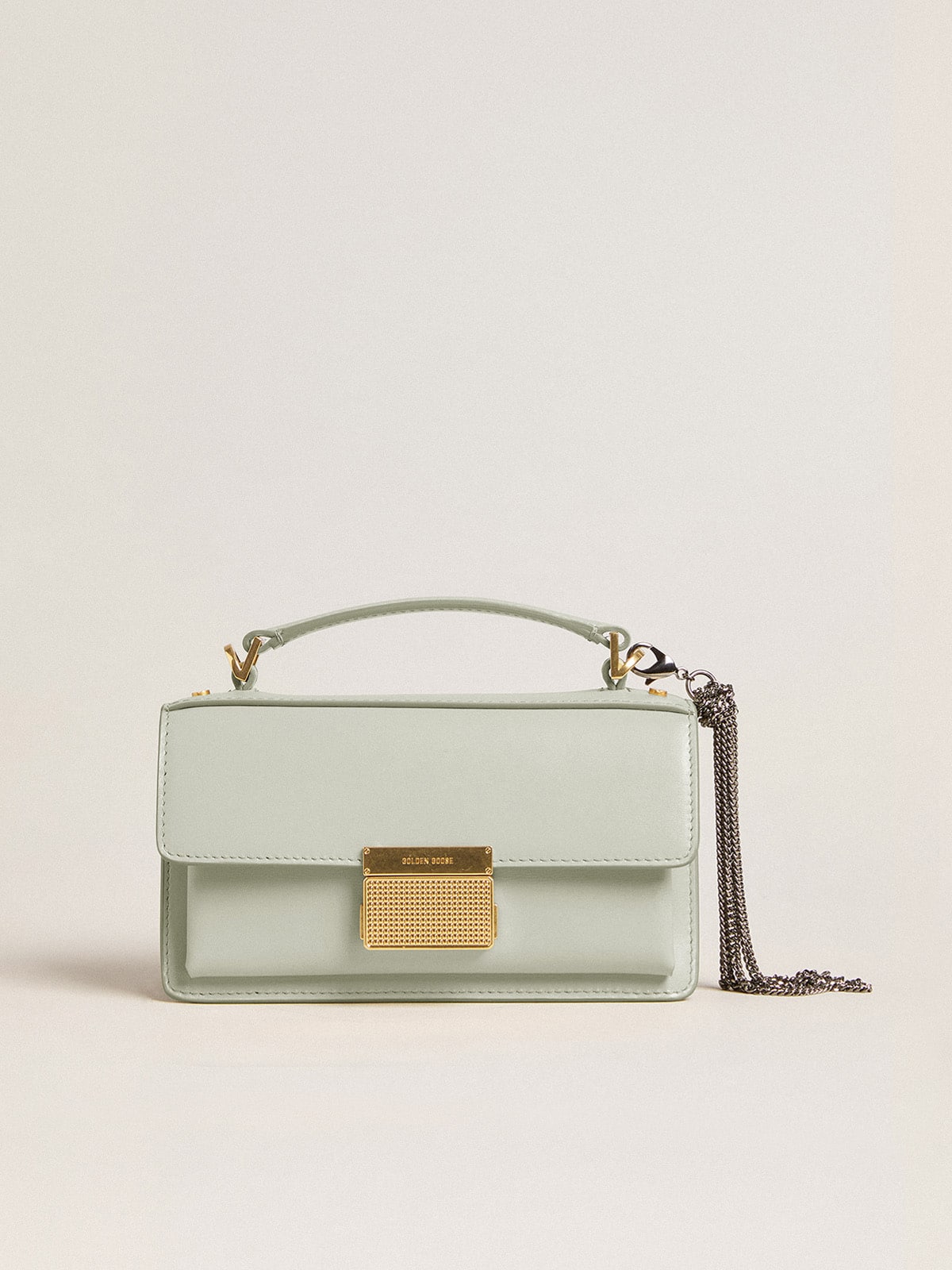 Golden Goose - Small Venezia Bag in mineral-gray boarded leather with gold details in 