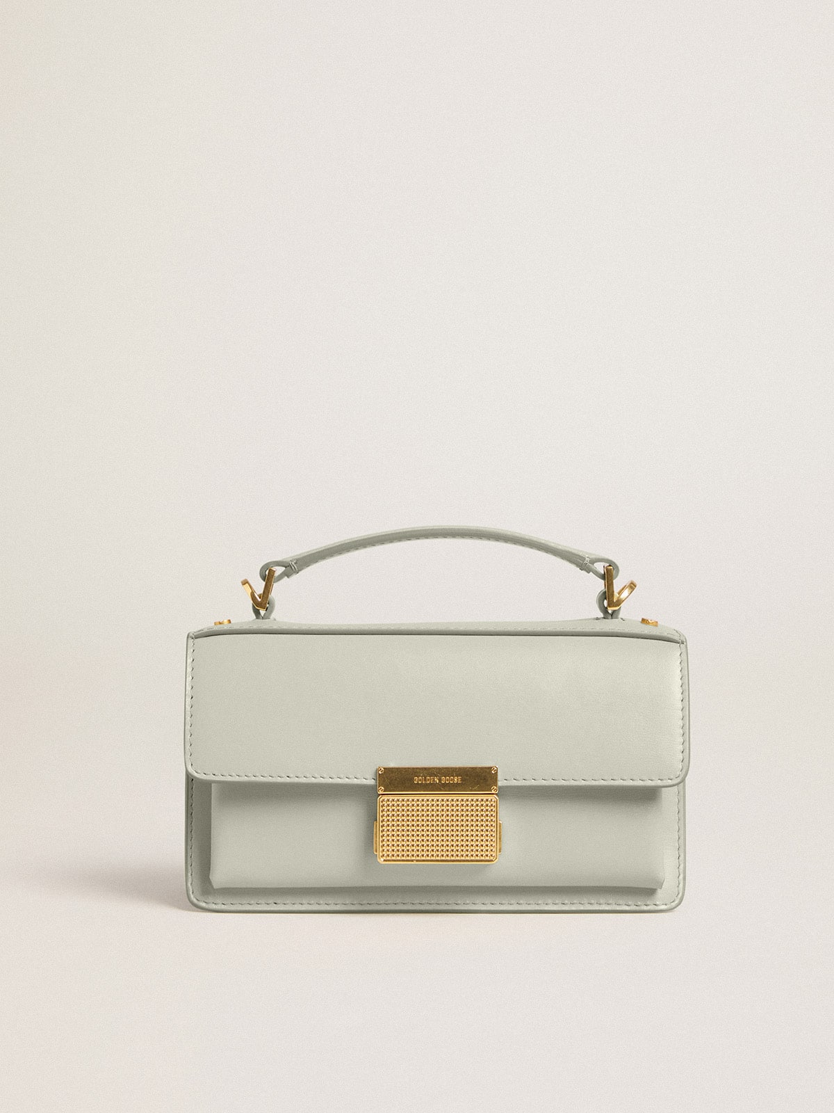 Golden Goose - Small Venezia Bag in mineral-gray boarded leather with gold details in 