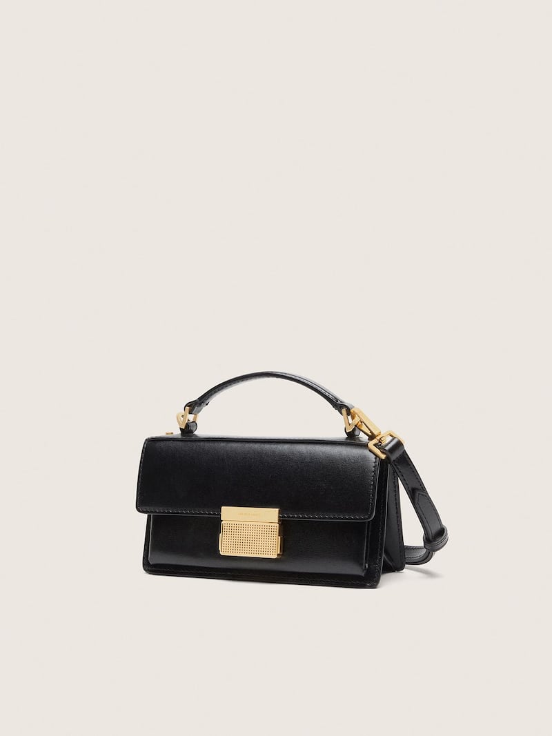 Golden Goose - Small Venezia Bag in black boarded leather with gold details in 