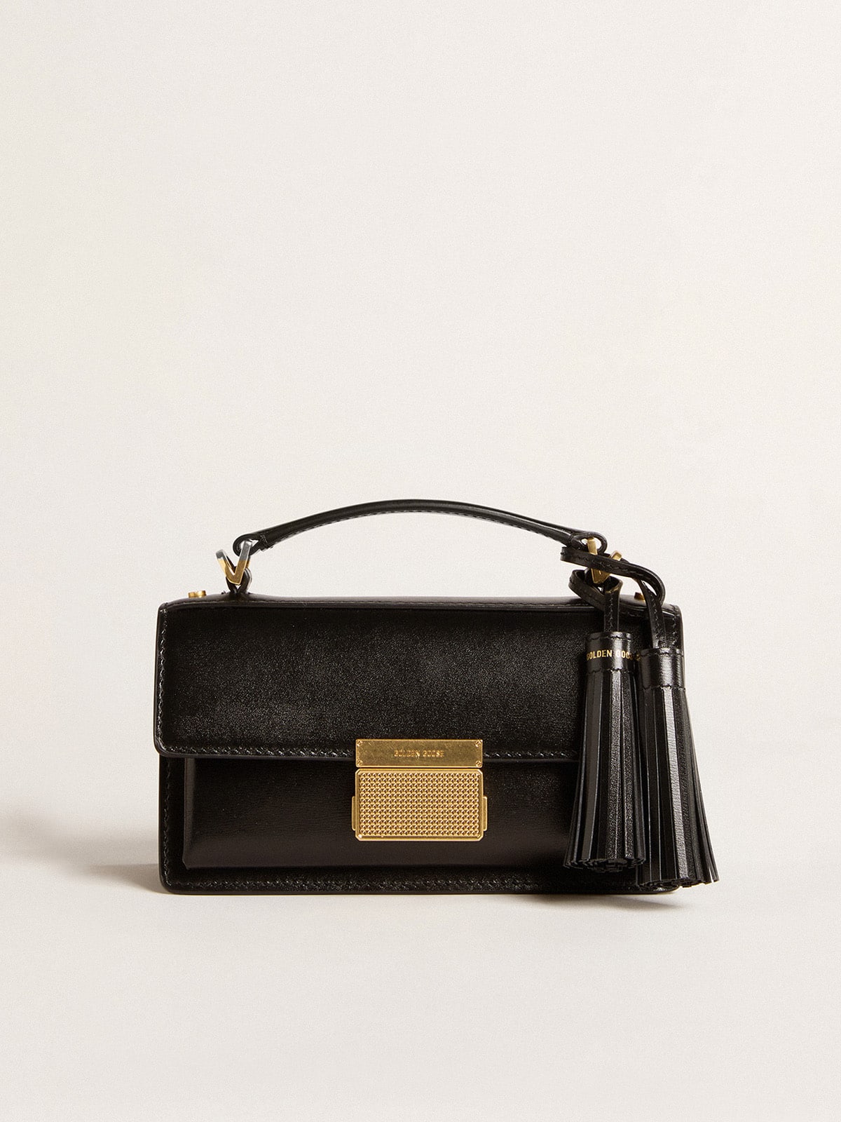 Golden Goose - Small Venezia Bag in black boarded leather with gold details in 