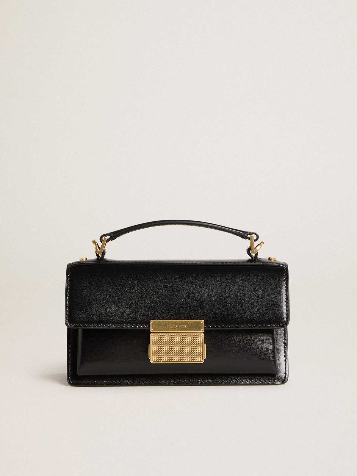 Golden Goose - Small Venezia Bag in black boarded leather with gold details in 