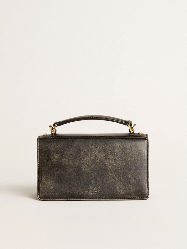 Golden Goose - Small Venezia Bag in black distressed leather with gold details in 