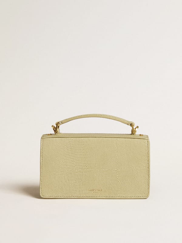 Golden Goose - Small Venezia Bag in light green python-print leather with gold details in 