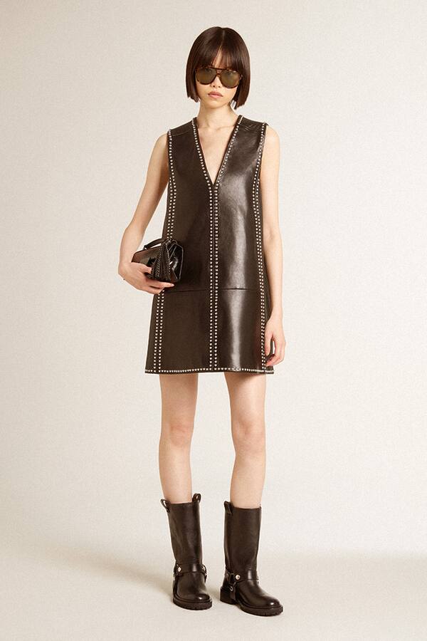 Golden Goose - Small Venezia Bag in black metallic leather with black details in 