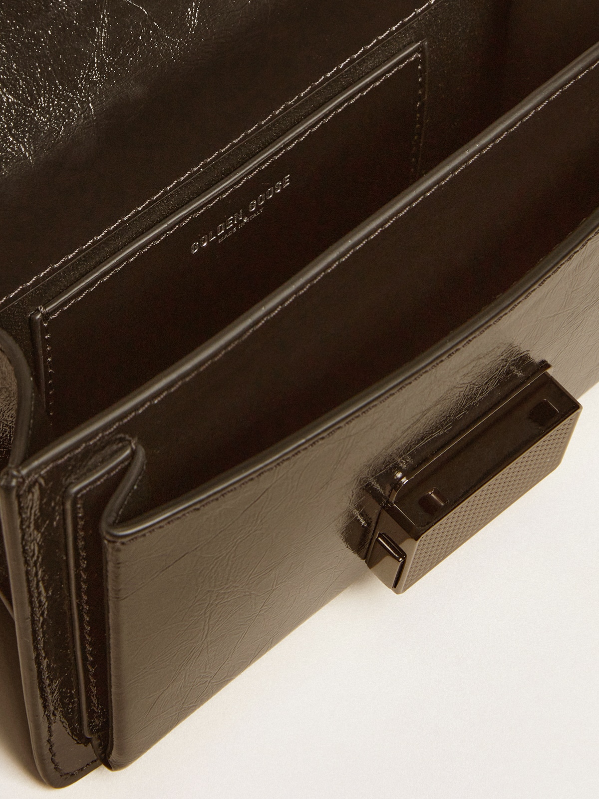 Golden Goose - Small Venezia Bag in black metallic leather with black details in 