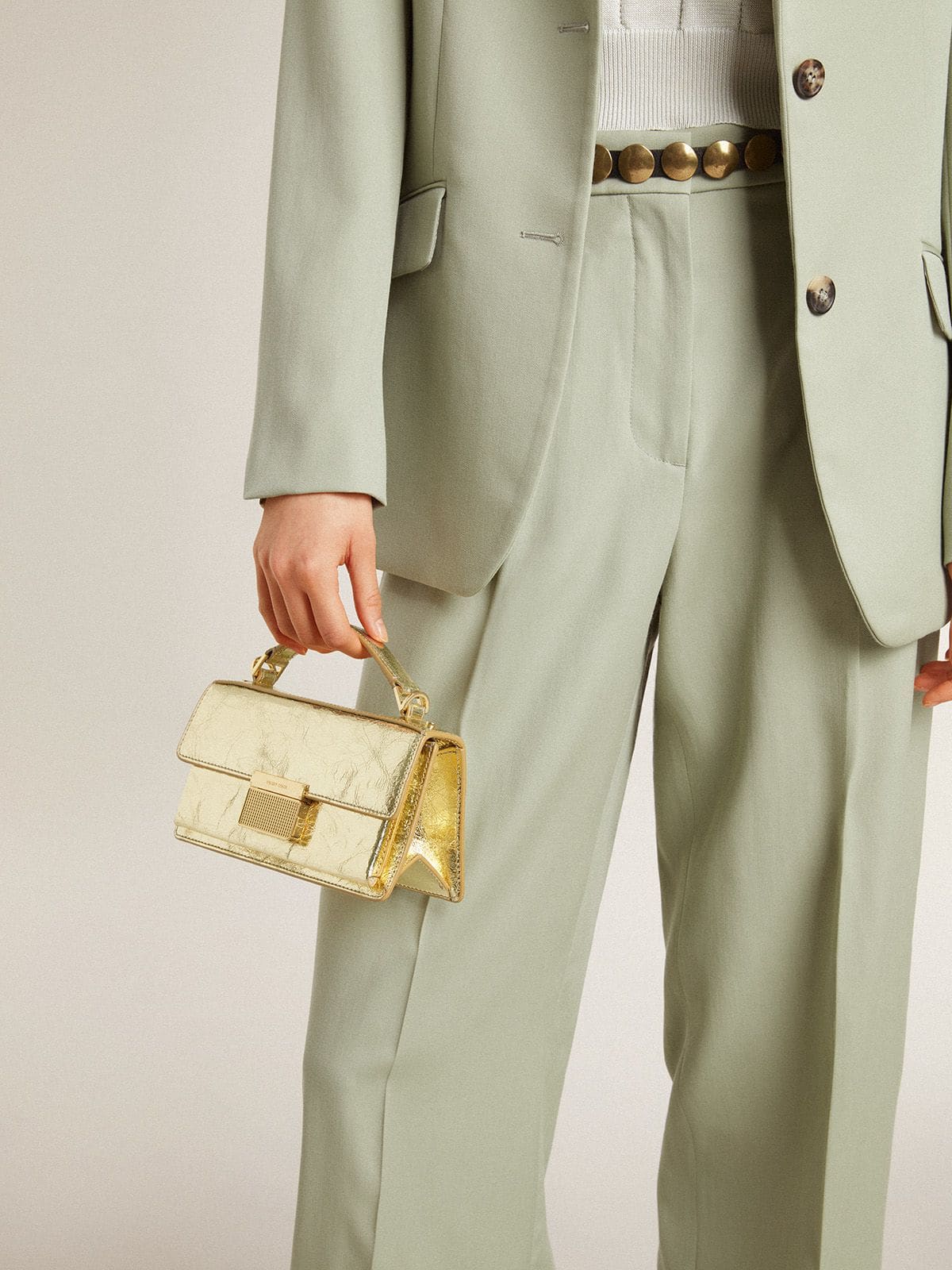 Golden Goose - Small Venezia Bag in gold metallic leather with gold details in 