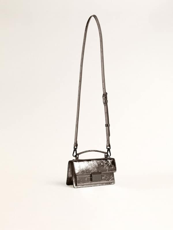 Golden Goose - Small Venezia Bag in anthracite-gray metallic leather with black details in 