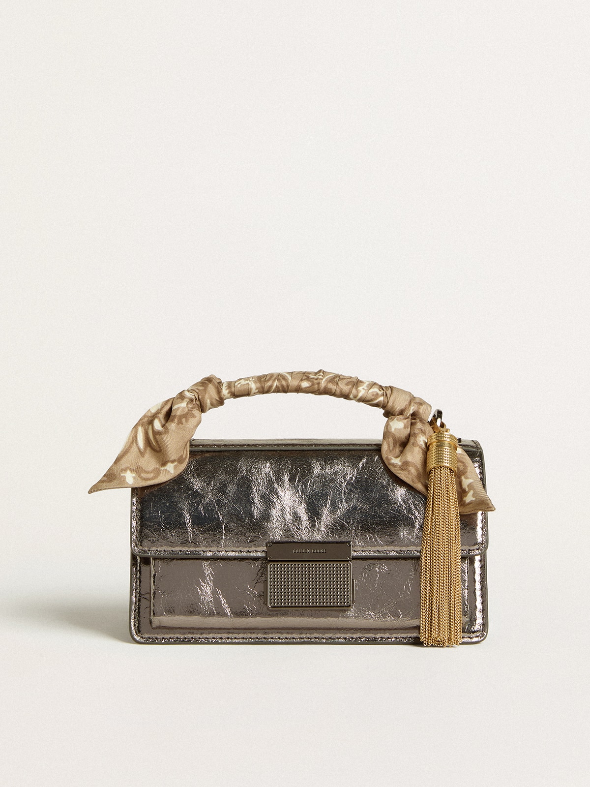 Golden Goose - Venezia Bag Small aus anthrazitgrauem beschichtetem Leder mit schwarzen Details in 