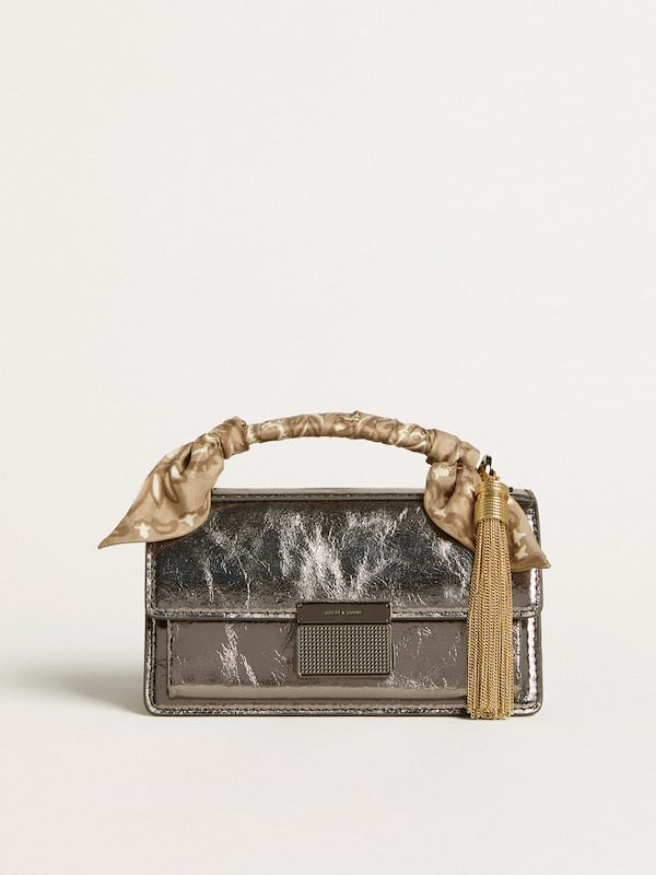 Golden Goose - Small Venezia Bag in anthracite-gray metallic leather with black details in 
