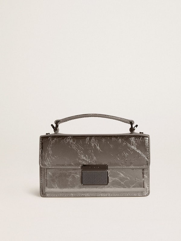 Golden Goose - Small Venezia Bag in anthracite-gray metallic leather with black details in 
