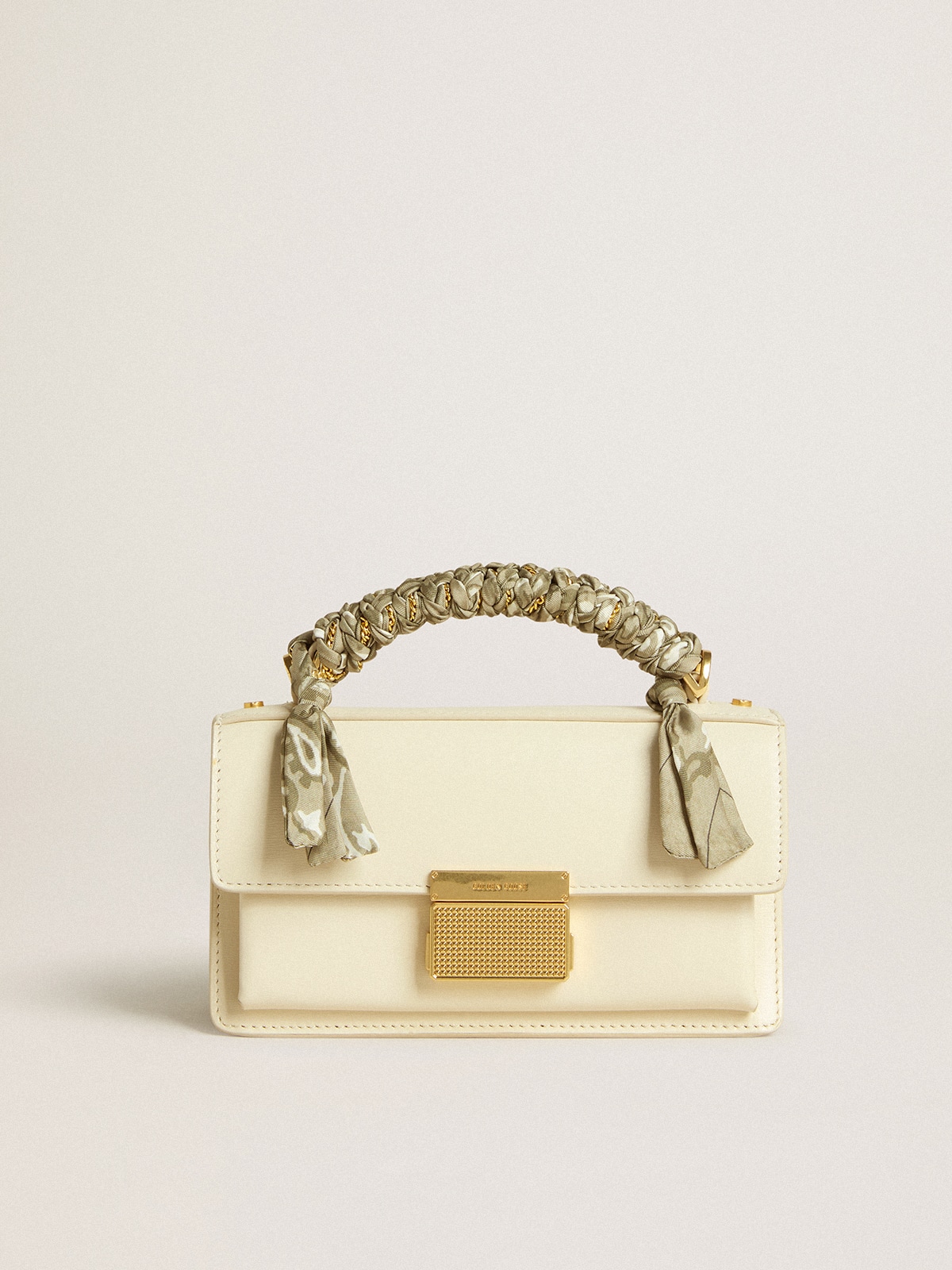 Golden Goose - Small Venezia Bag in pelle palmellato burro personalizzata con foulard intrecciato  in 