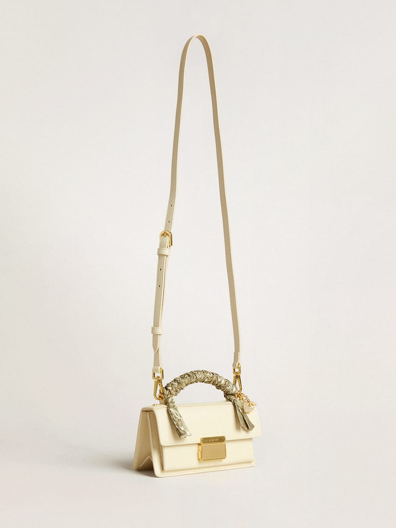 Golden Goose - Small Venezia Bag in butter-colored boarded leather with braided scarf and double charm in 