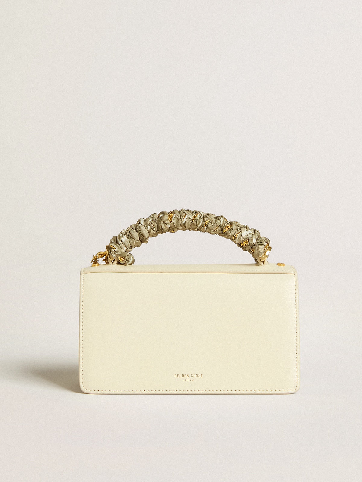 Golden Goose - Small Venezia Bag in butter-colored boarded leather with braided scarf and double charm  in 