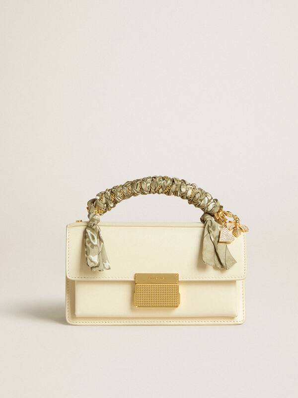 Golden Goose - Small Venezia Bag in butter-colored boarded leather with braided scarf and double charm in 