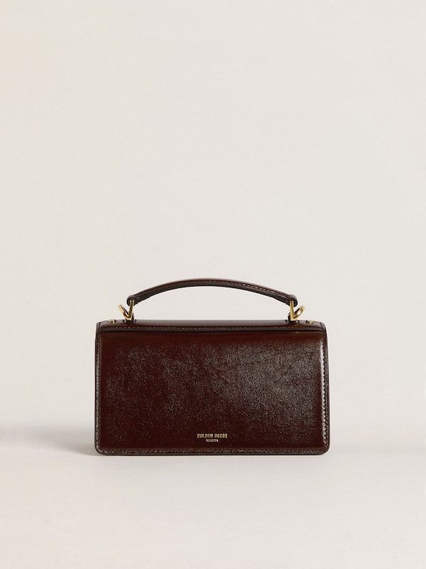 Golden Goose - Small Venezia Bag in dark brown laminated leather with gold details  in 