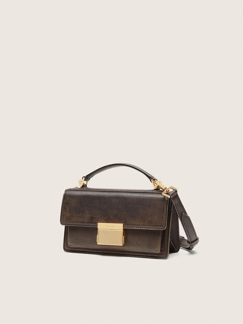 Golden Goose - Small Venezia Bag in dark brown leather with gold buckle in 