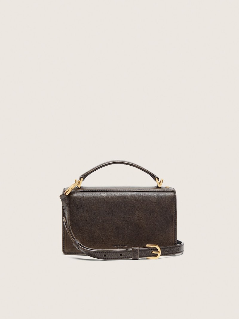 Golden Goose - Small Venezia Bag in dark brown leather with gold buckle in 