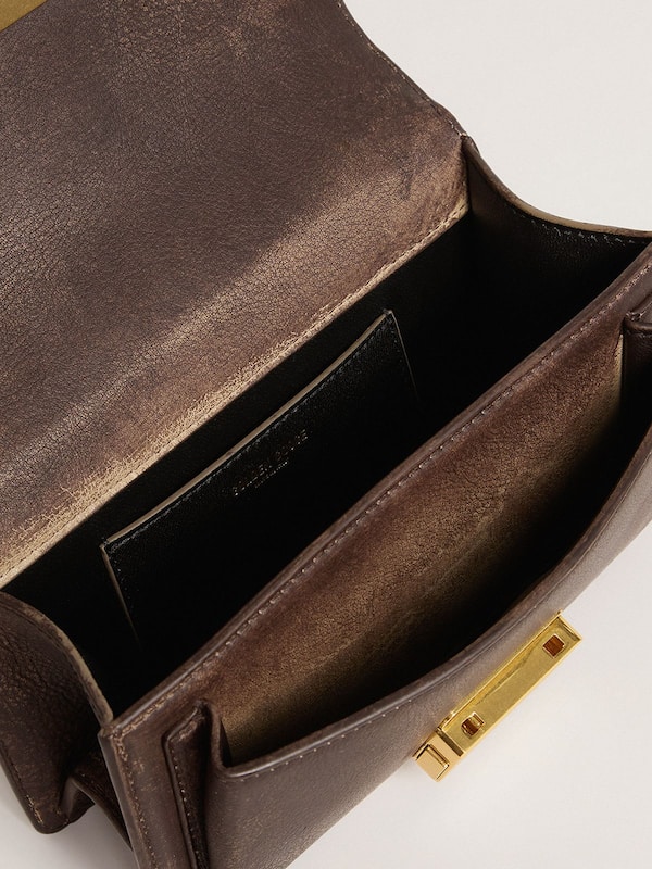 Golden Goose - Small Venezia Bag in dark brown leather with gold buckle in 