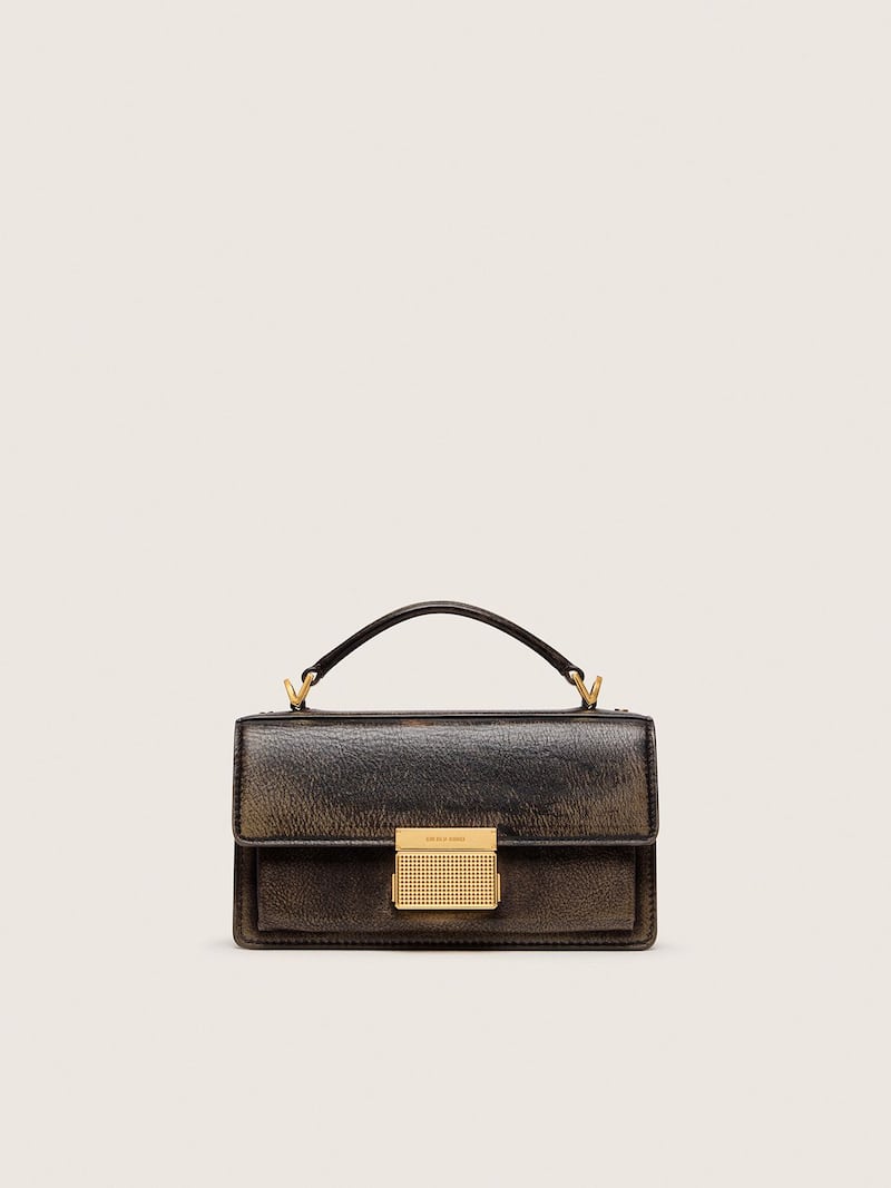 Small Venezia Bag in dark brown leather with gold buckle