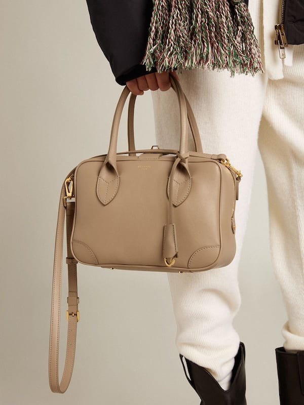 Golden Goose - Vita Bag in taupe leather with gold details in 