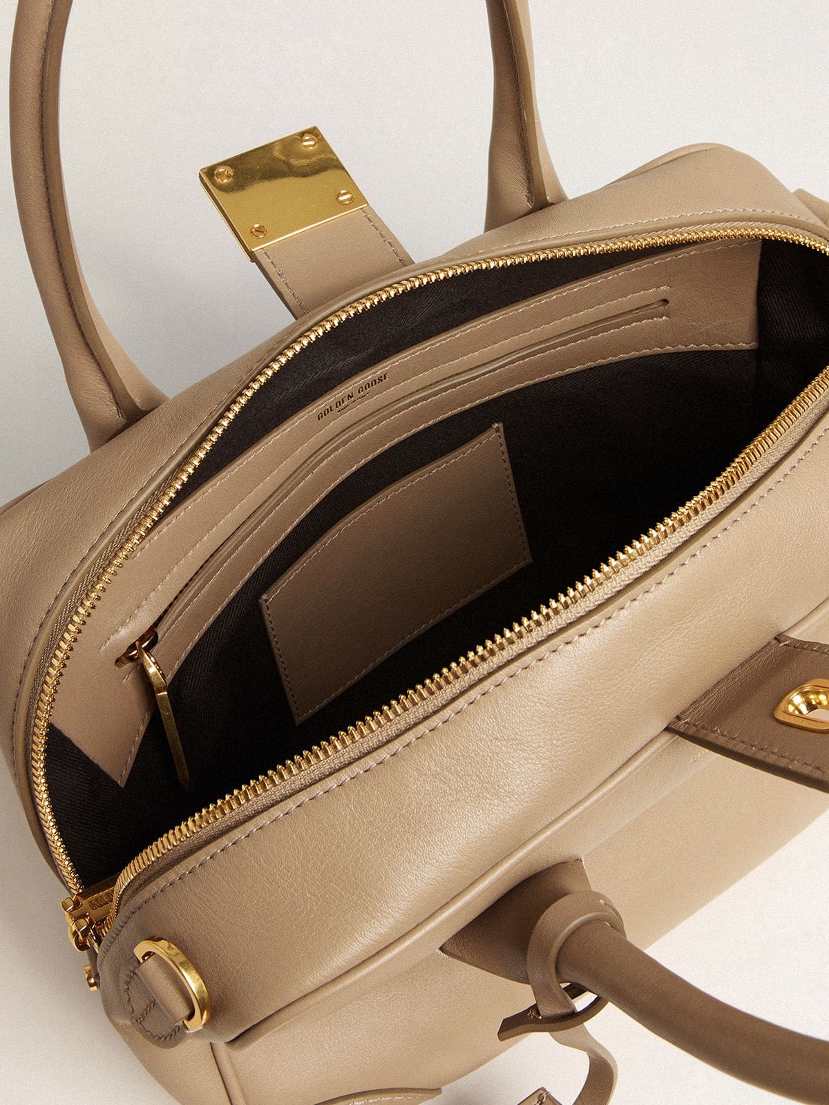 Golden Goose - Vita Bag in beige leather with gold details in 