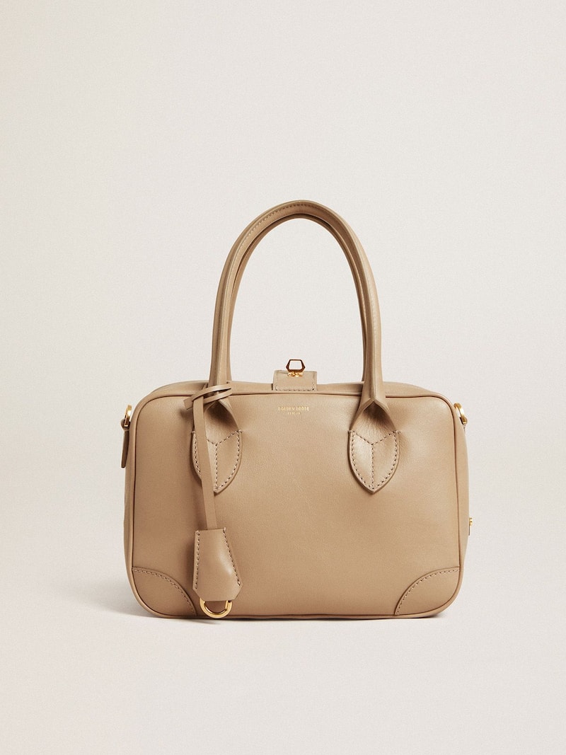 Vita Bag en cuir beige avec détails dorés