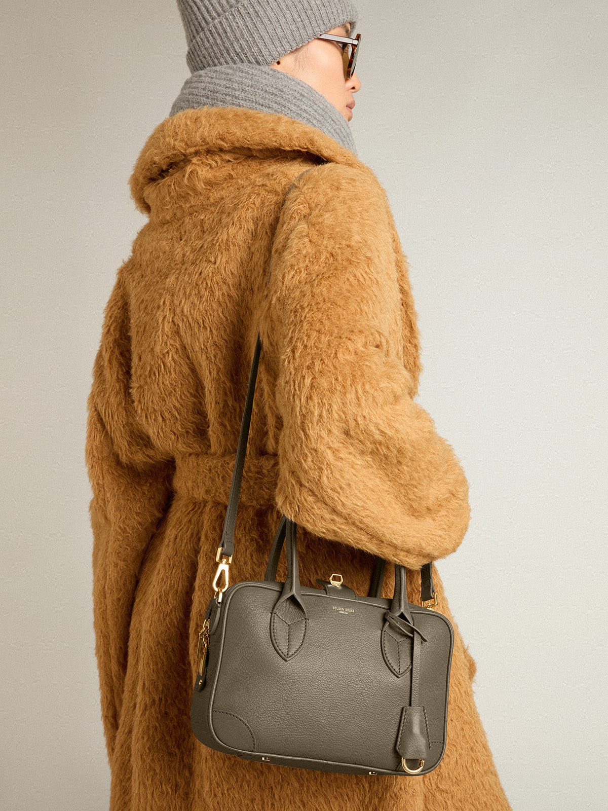 Golden Goose - Vita Bag in sage-green sheepskin leather with gold details in 