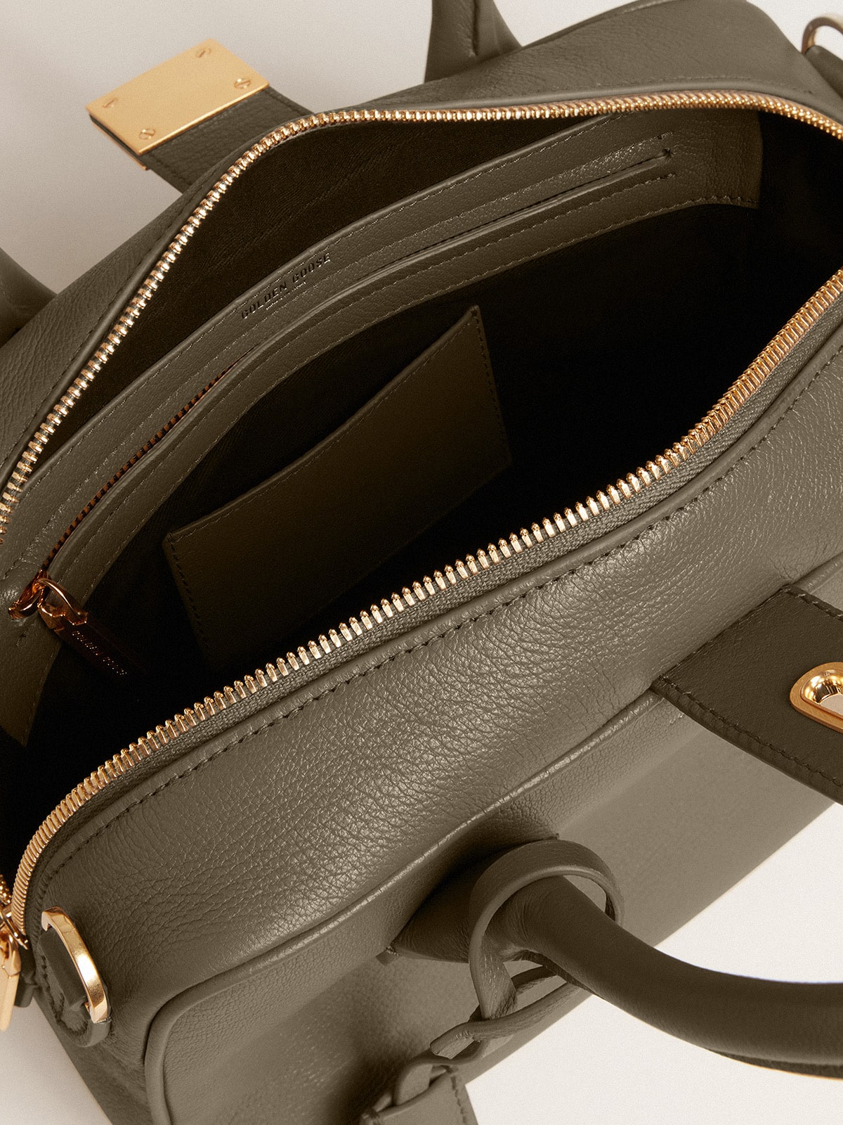 Vita Bag in sage-green sheepskin leather with gold details