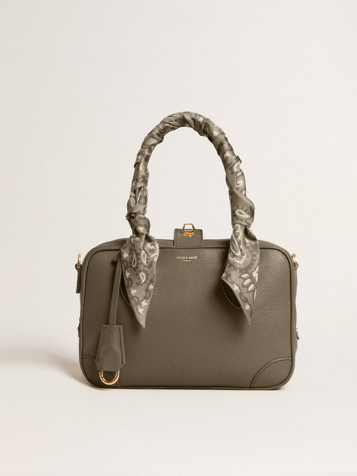 Golden Goose - Vita Bag in sage-green sheepskin leather with gold details in 