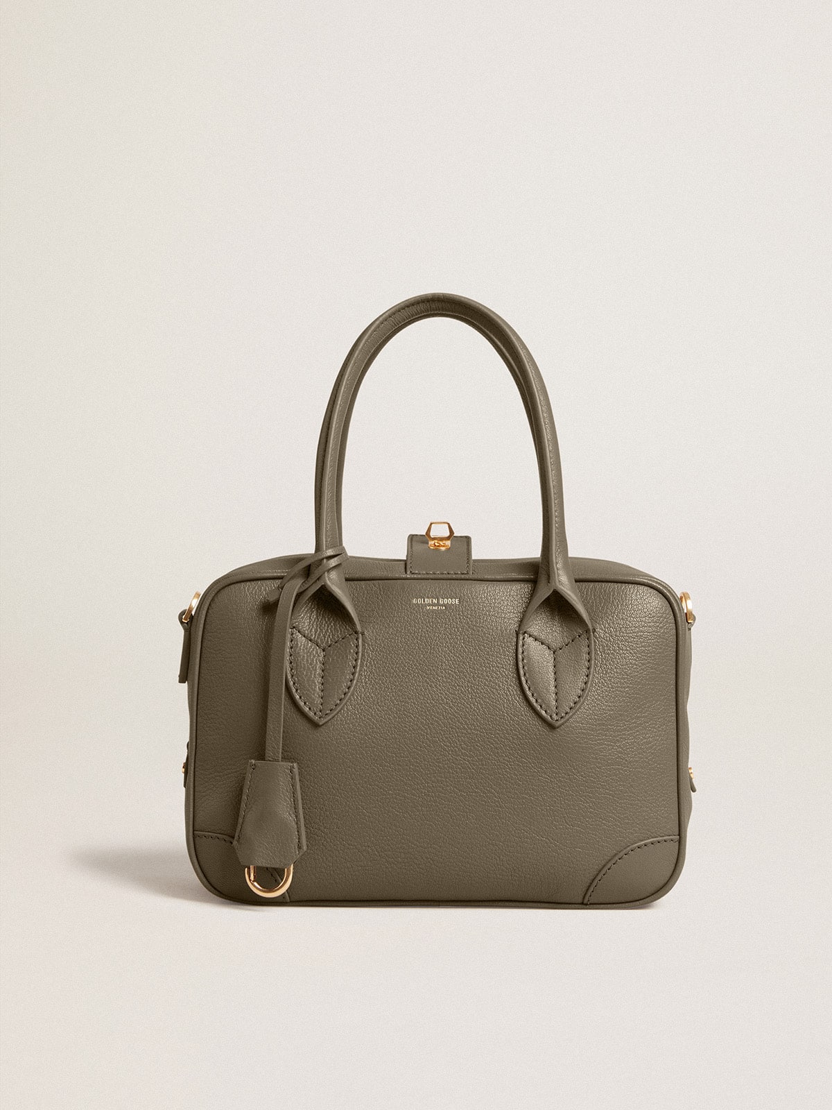 Vita Bag in sage-green sheepskin leather with gold details