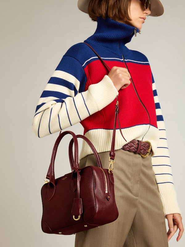 Golden Goose - Vita Bag in burgundy leather with gold details in 