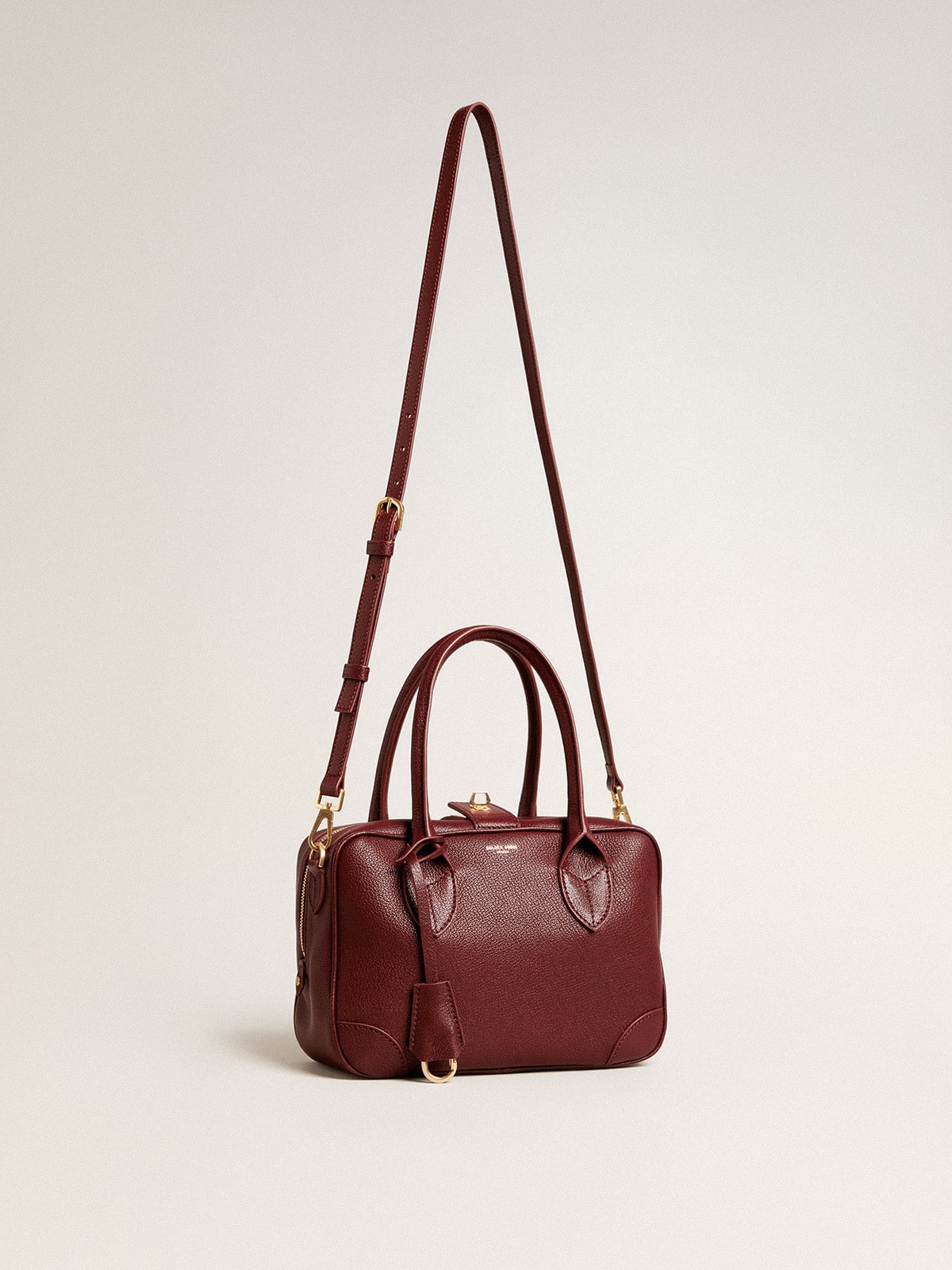 Golden Goose - Vita Bag in burgundy sheepskin leather with gold details in 