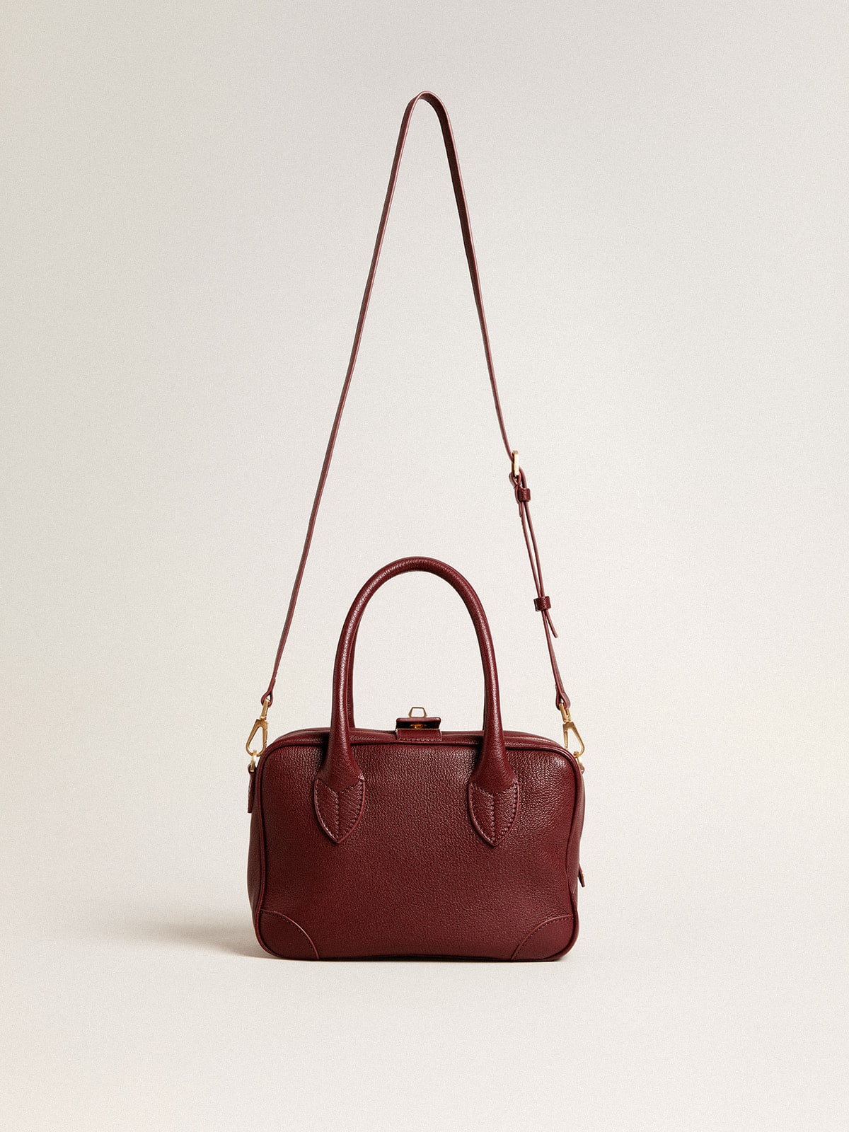 Golden Goose - Vita Bag in burgundy sheepskin leather with gold details in 