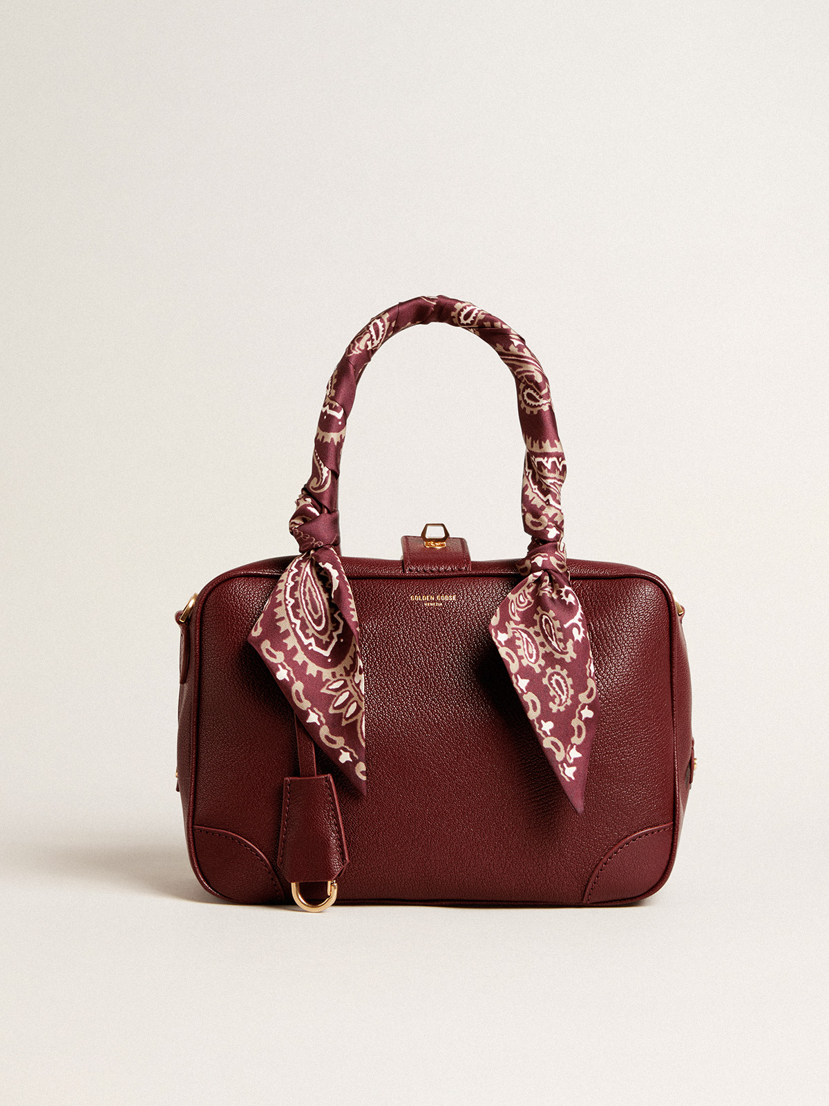 Golden Goose - Vita Bag en piel color borgoña y detalles dorados in