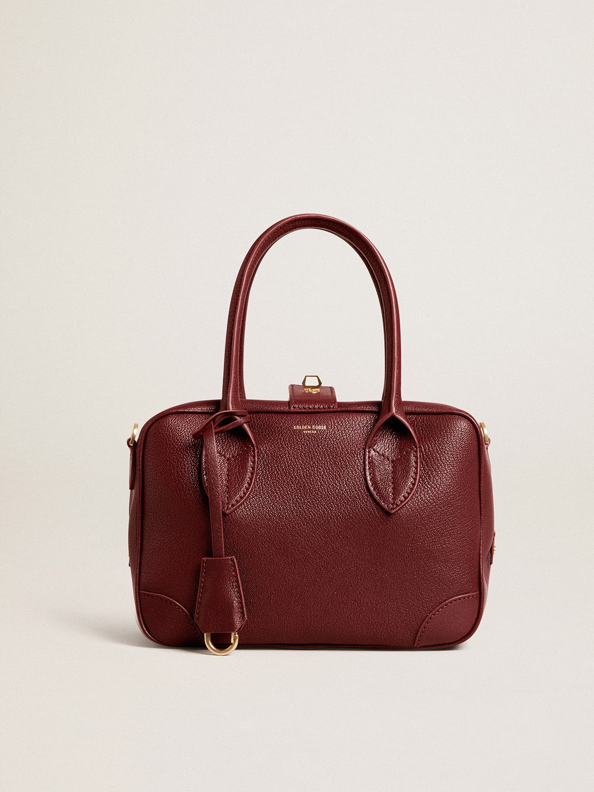 Golden Goose - Vita Bag in burgundy sheepskin leather with gold details in 