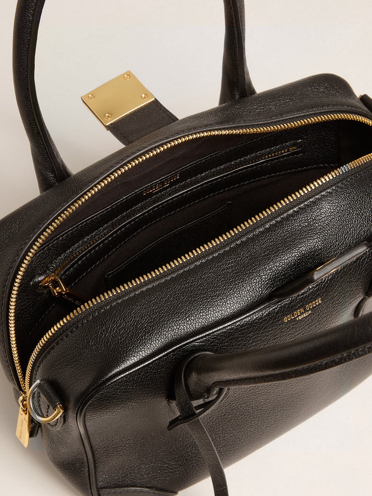 Golden Goose - Vita Bag in black sheepskin leather with gold details in 