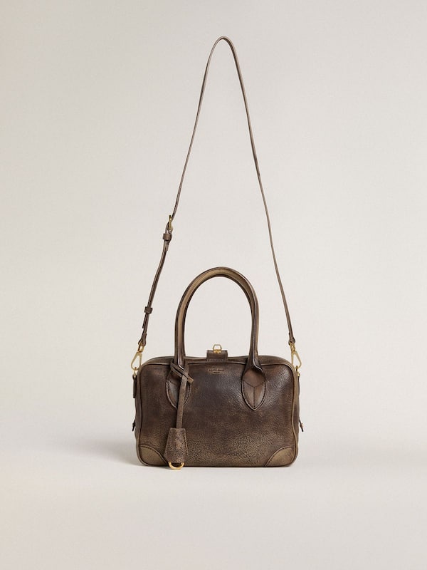 Vita Bag in brown vintage leather with gold details 