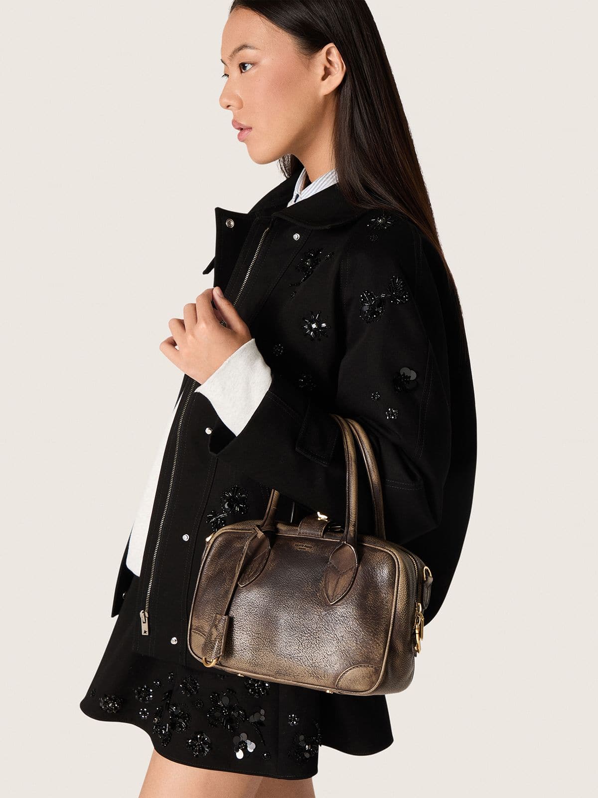 Golden Goose - Vita Bag aus braunem Vintage-Leder mit goldfarbenen Details  in 