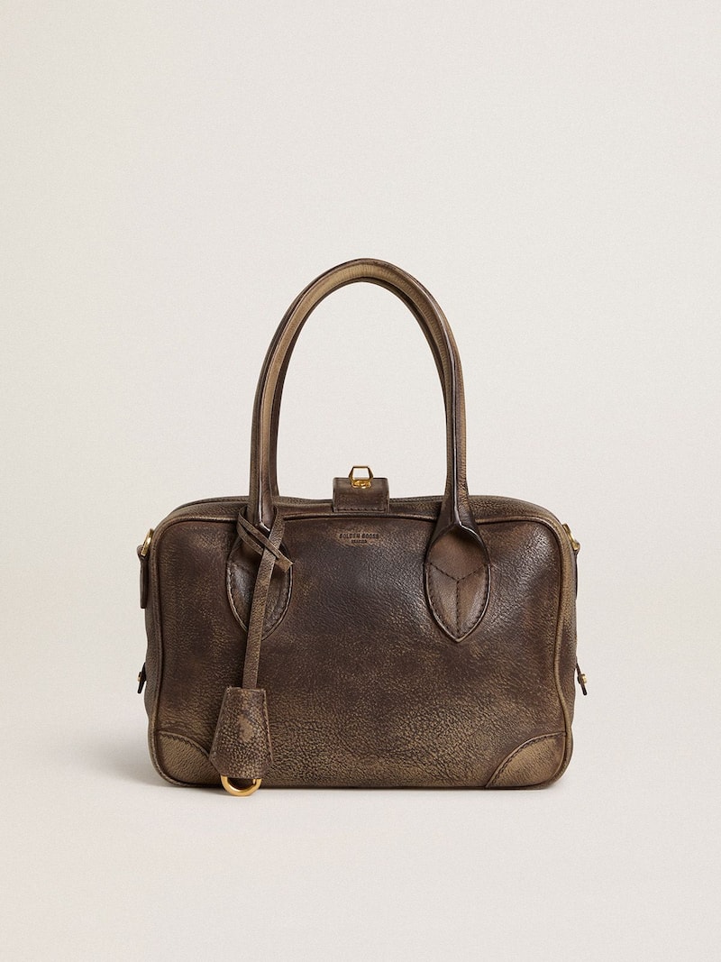Vita Bag in brown vintage leather with gold details 
