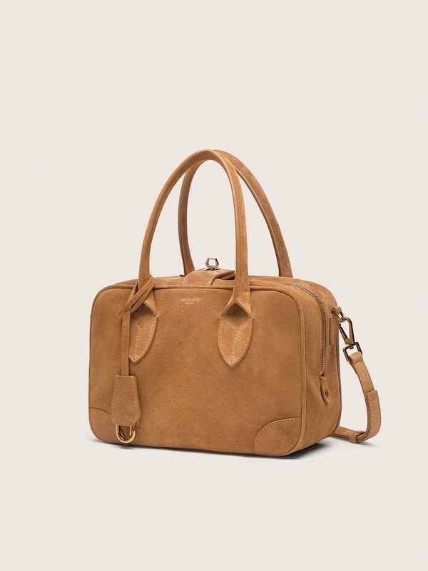 Vita Bag in camel-colored suede with gold details
